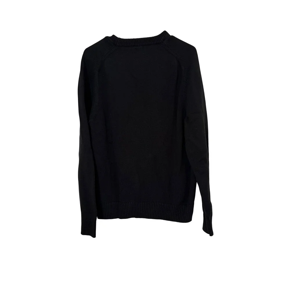 J. Crew Mens Cotton Crewneck Sweater Black Long Sleeve Knit Pullover Large